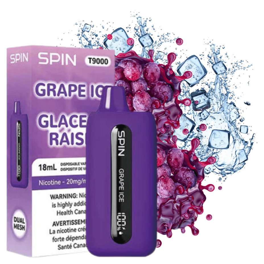 Spin Vape Disposables 20mg / 9000 Puffs Spin T9000 Disposable Vape-Grape Ice-Morden Vape SuperStore MB, Canada
