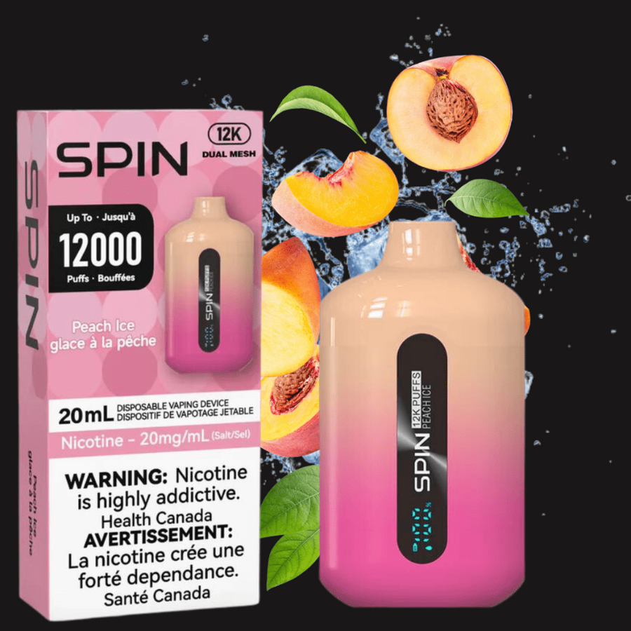 Spin Vape Disposables 20mg Spin 12,000 Disposable Vape-Peach Ice-Morden Vape SuperStore
