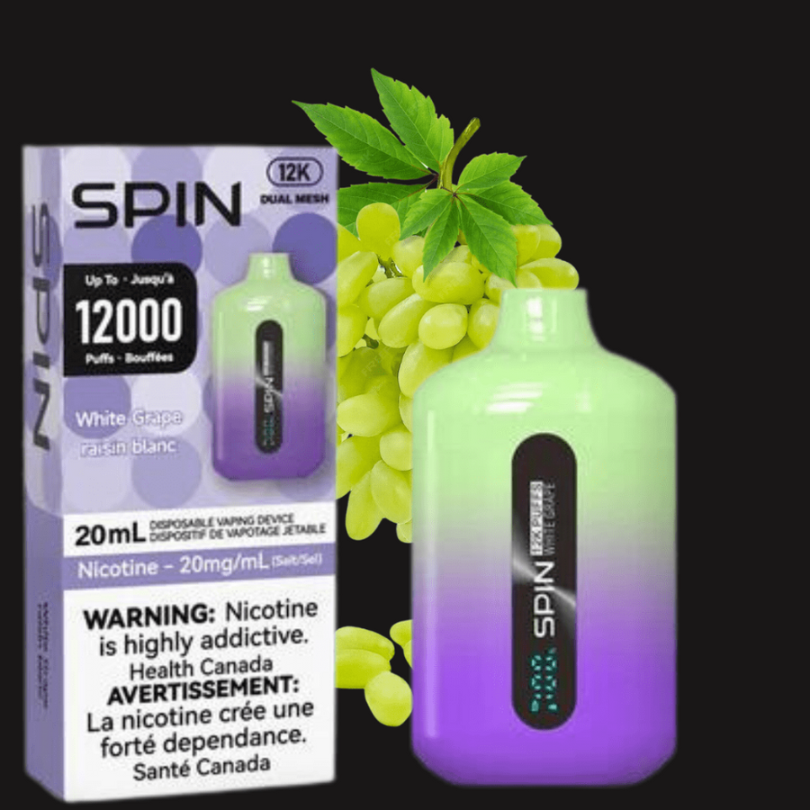 Spin Vape Disposables 20mg SPIN 12,000 Disposable Vape White Grape-Morden Vape
