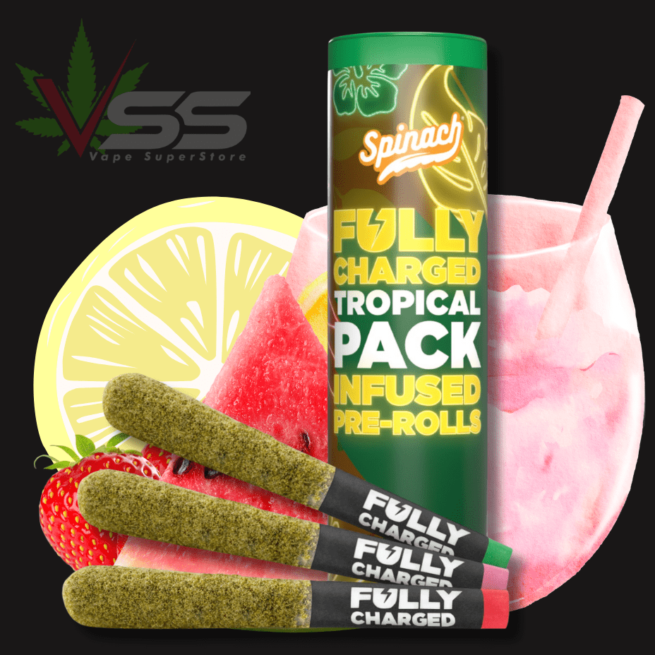 Spinach Fully Charged Tropical Party Pack Infused Pre-rolls 3x0.5g Morden Vape SuperStore and Cannabis Manitoba Canada