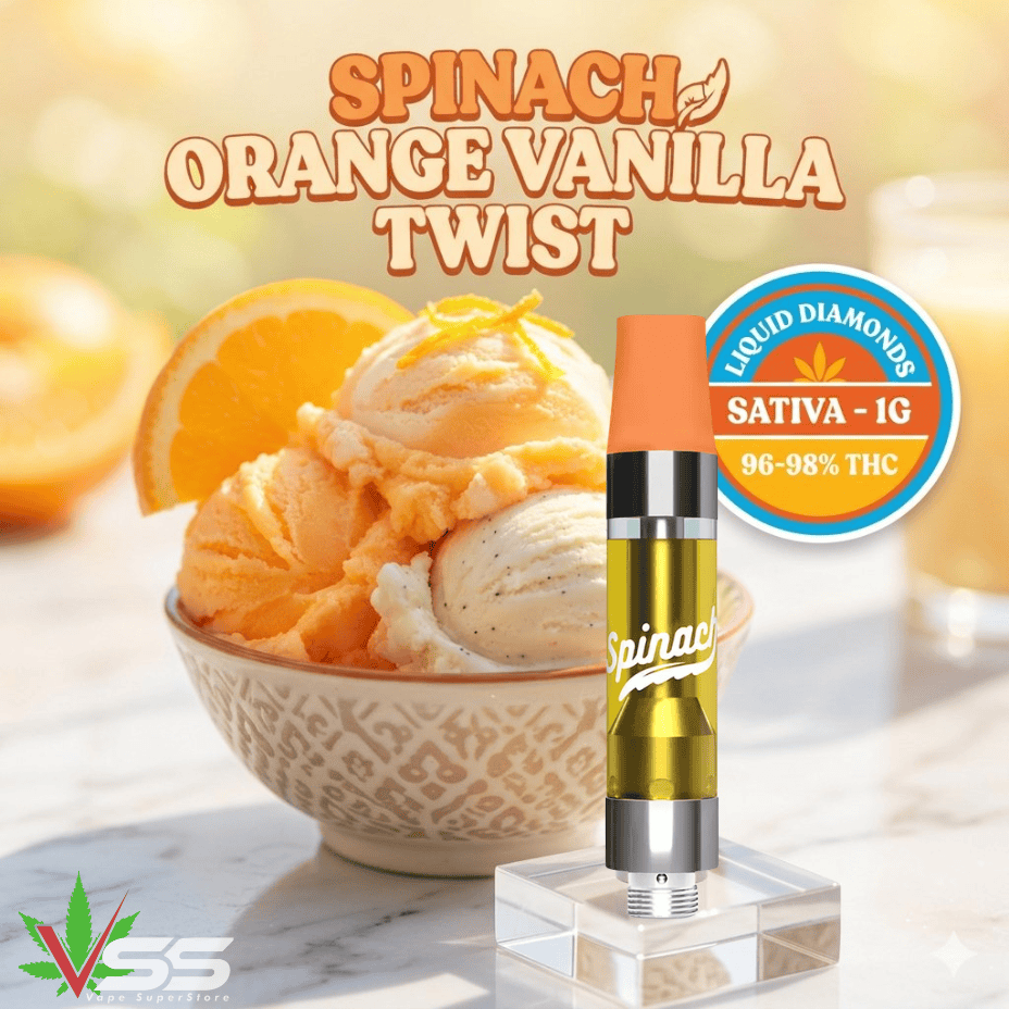 Spinach Orange Vanilla Twist Liquid Diamond Sativa Cart-1g Morden Vape SuperStore and Cannabis Manitoba Canada