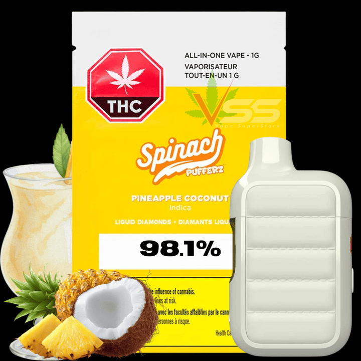 Spinach Pufferz - Pineapple Coconut AIO Liquid Diamond Vape Morden Vape SuperStore and Cannabis Manitoba Canada