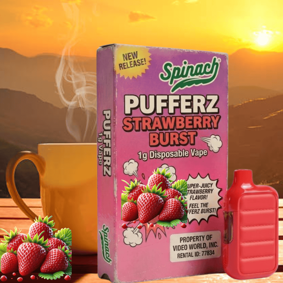Spinach Pufferz Strawberry Burst Liquid Diamond Sativa Disposable-1g Morden Vape SuperStore and Cannabis Manitoba Canada