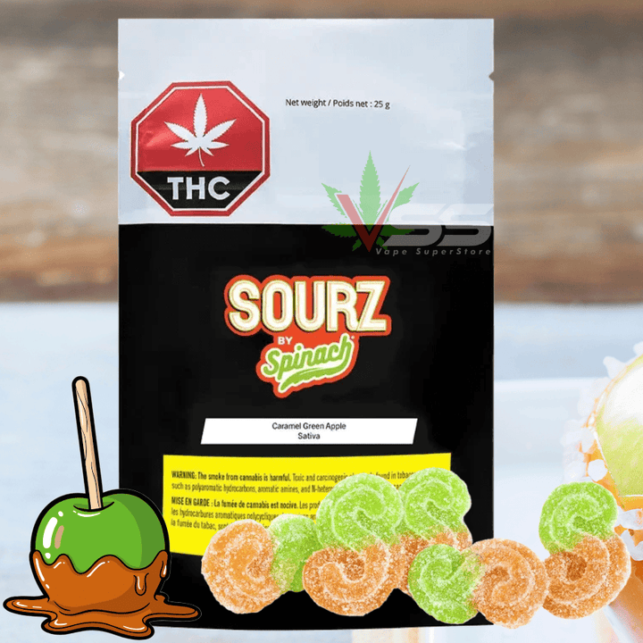 Spinach Sourz - Caramel Green Apple Gummies 5x2mg Morden Vape SuperStore and Cannabis Manitoba Canada