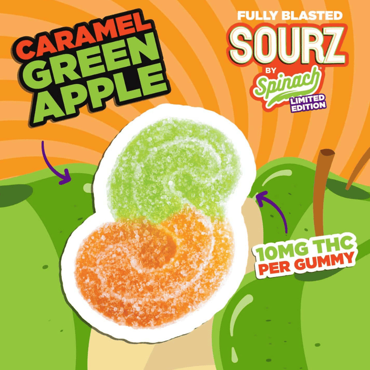 Spinach Sourz - Caramel Green Apple Gummies 5x2mg Morden Vape SuperStore and Cannabis Manitoba Canada