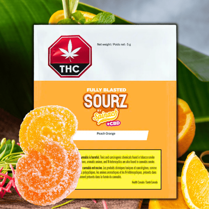 Spinach Sourz Fully Blasted 1:1 Peach Orange Gummy - 1x10mg Morden Vape SuperStore and Cannabis Manitoba Canada