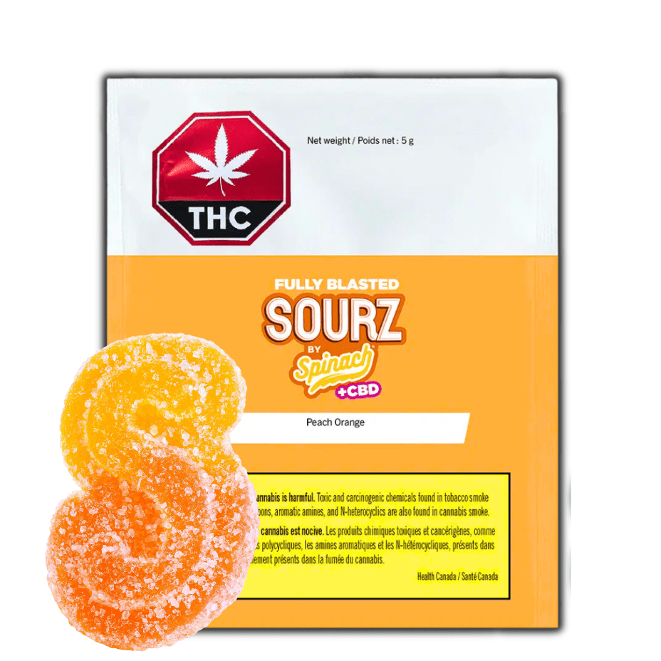 Spinach Sourz Fully Blasted 1:1 Peach Orange Gummy - 1x10mg Morden Vape SuperStore and Cannabis Manitoba Canada