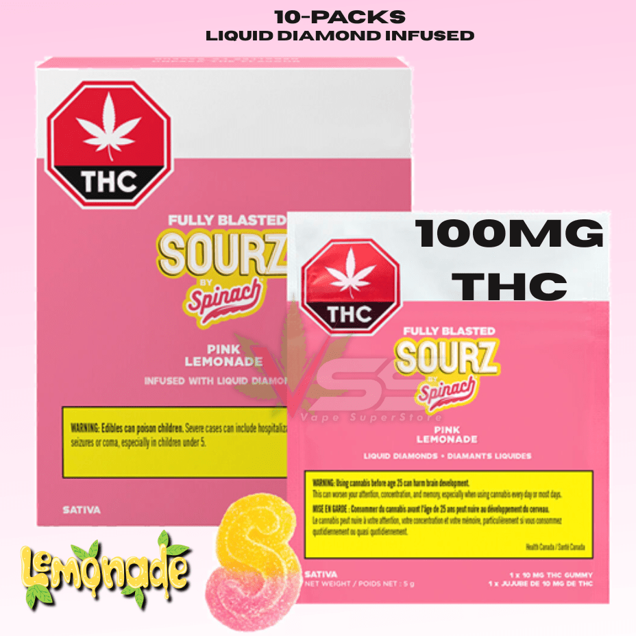 Spinach Sourz Fully Blasted - 10x10mg Pink Lemonade Morden Vape SuperStore and Cannabis Manitoba Canada