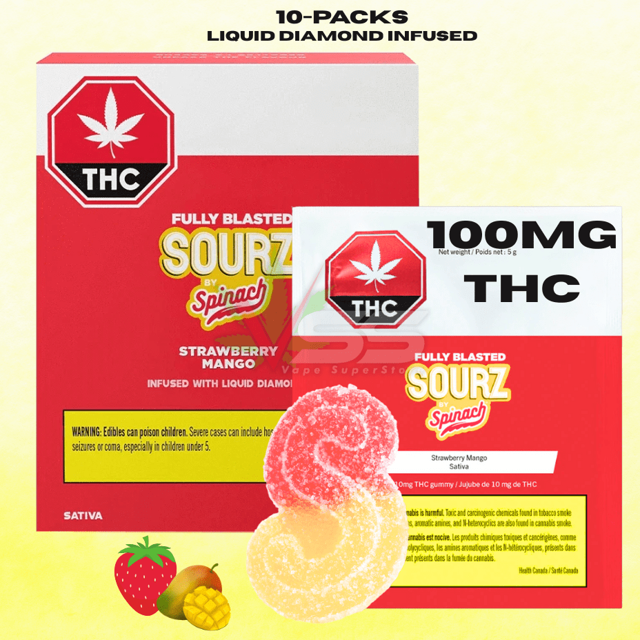 Spinach Sourz Fully Blasted - 10x10mg Strawberry Mango Morden Vape SuperStore and Cannabis Manitoba Canada