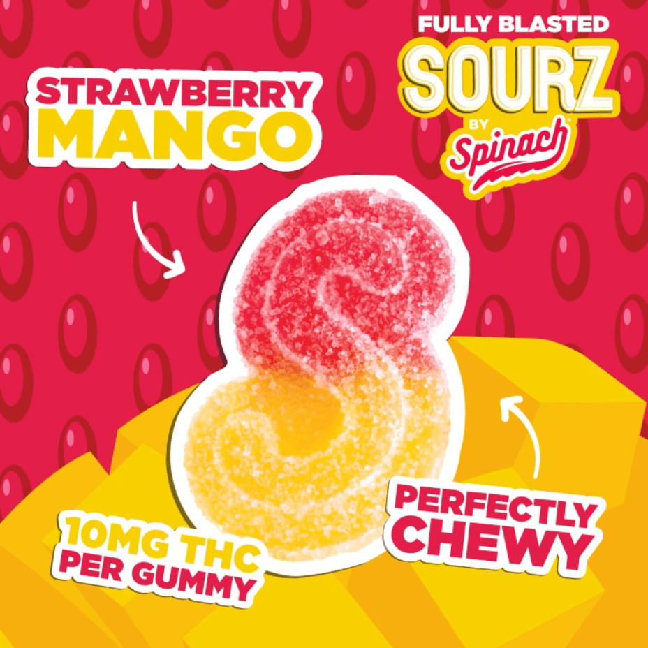Spinach Sourz Fully Blasted Strawberry Mango 1x10mg Morden Vape SuperStore and Cannabis Manitoba Canada