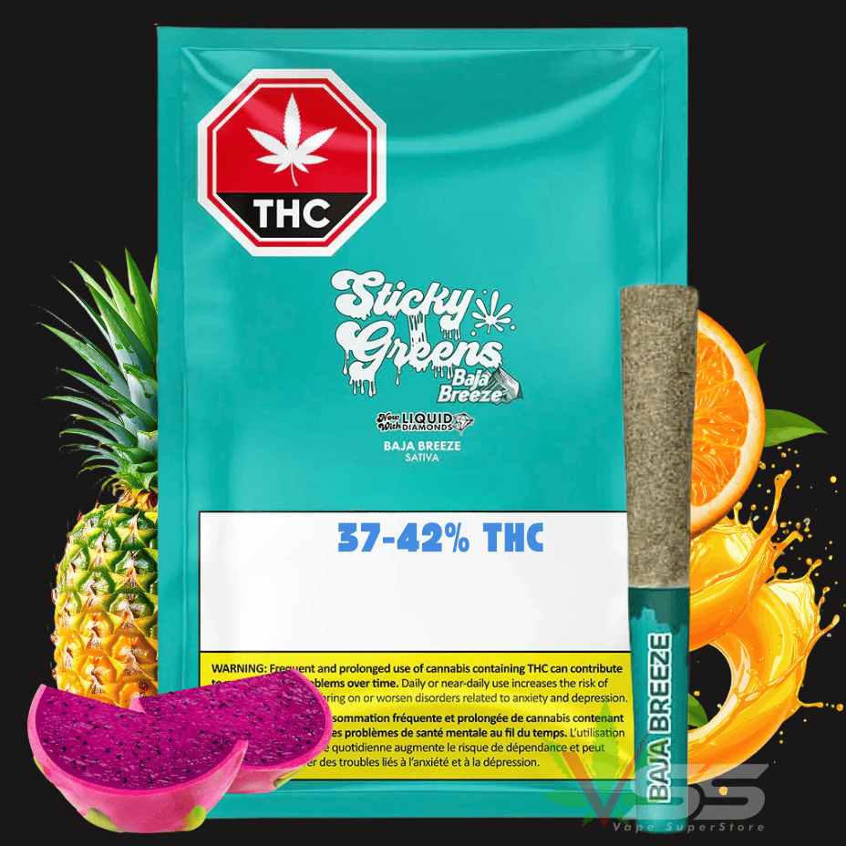 Sticky Greens Baja Breeze Liquid Diamond Infused Pre-rolls 5x0.5g Morden Vape SuperStore and Cannabis Manitoba Canada