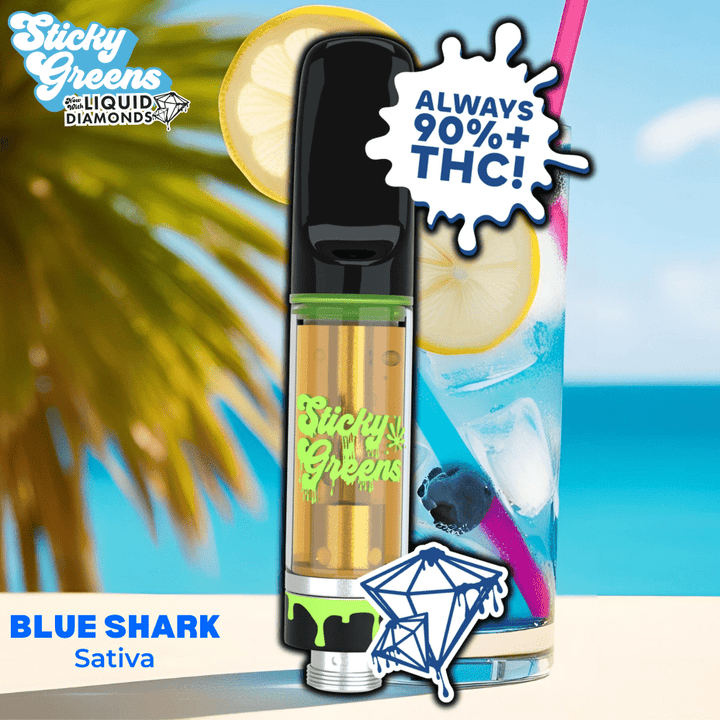 Sticky Greens Blue Shark Liquid Diamond Cartridge-1g 1g Morden Vape SuperStore and Cannabis Manitoba Canada