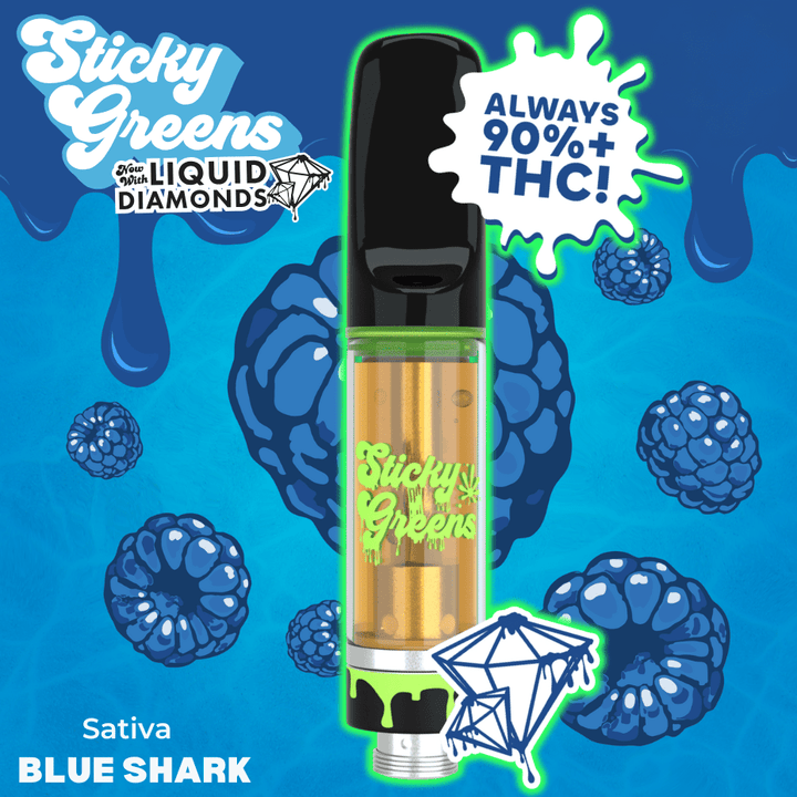 Sticky Greens Blue Shark Liquid Diamond Cartridge-1g 1g Morden Vape SuperStore and Cannabis Manitoba Canada