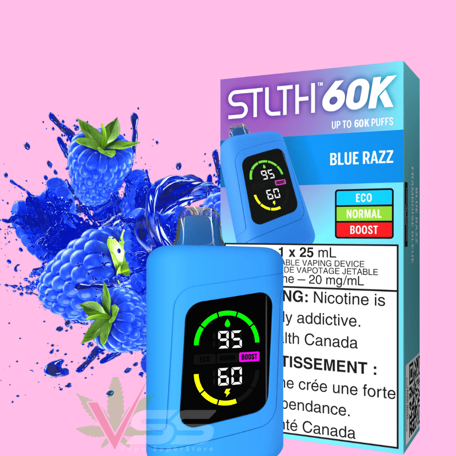 STLTH 60K Disposable Vape - Blue Razz 20mg / 60000 Puffs Morden Vape SuperStore and Cannabis Manitoba Canada