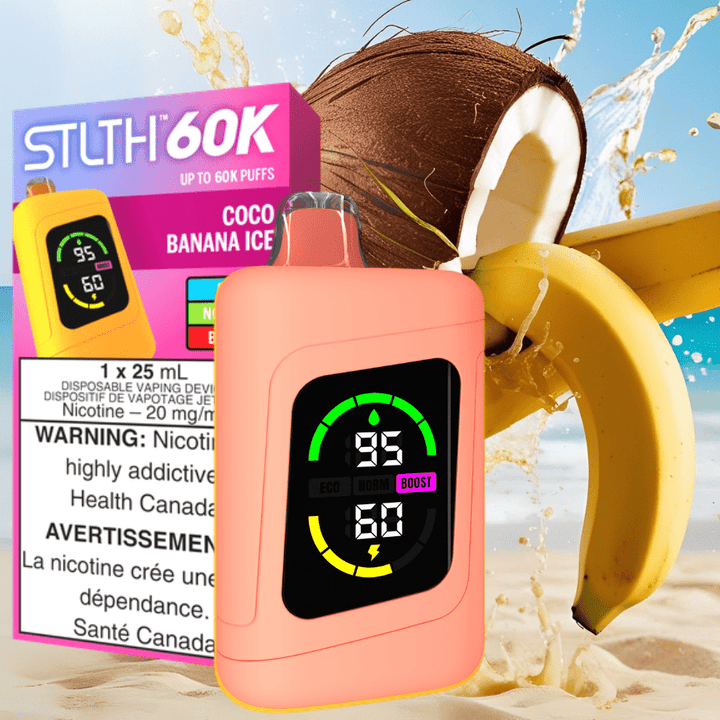 STLTH 60K Disposable Vape-Coco Banana Ice 20mg / 60000 Puffs Morden Vape SuperStore and Cannabis Manitoba Canada