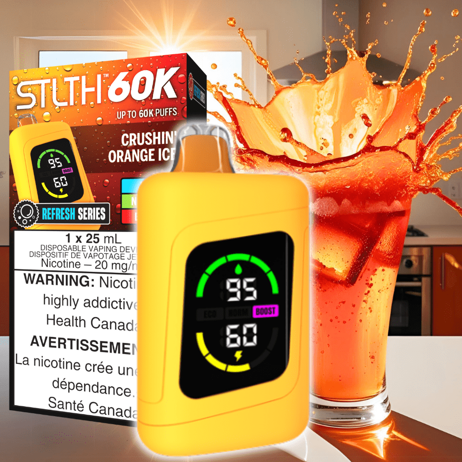 STLTH 60K Disposable Vape REFRESH-Crushin' Orange Ice 20mg / 60000 Puffs Morden Vape SuperStore and Cannabis Manitoba Canada