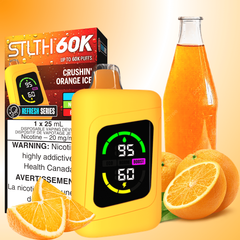 STLTH 60K Disposable Vape REFRESH-Crushin' Orange Ice 20mg / 60000 Puffs Morden Vape SuperStore and Cannabis Manitoba Canada