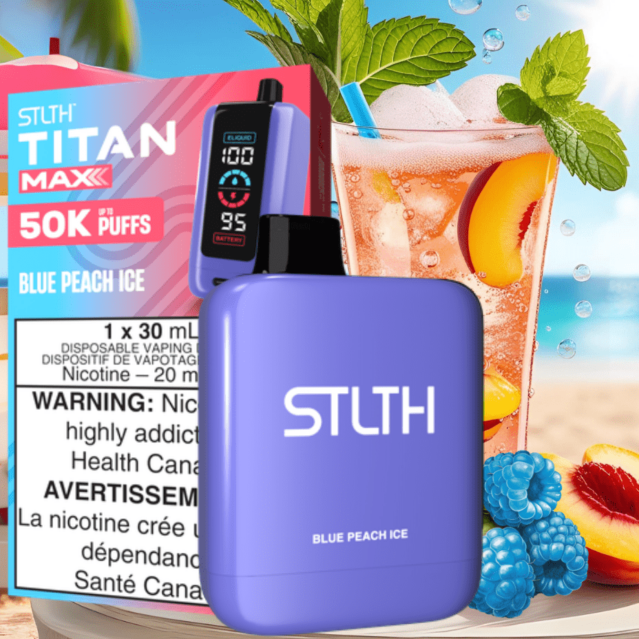 can you refill a vape with juice STLTH Titan Max 50K Disposable Vape-Blue Peach Ice in Morden MB
