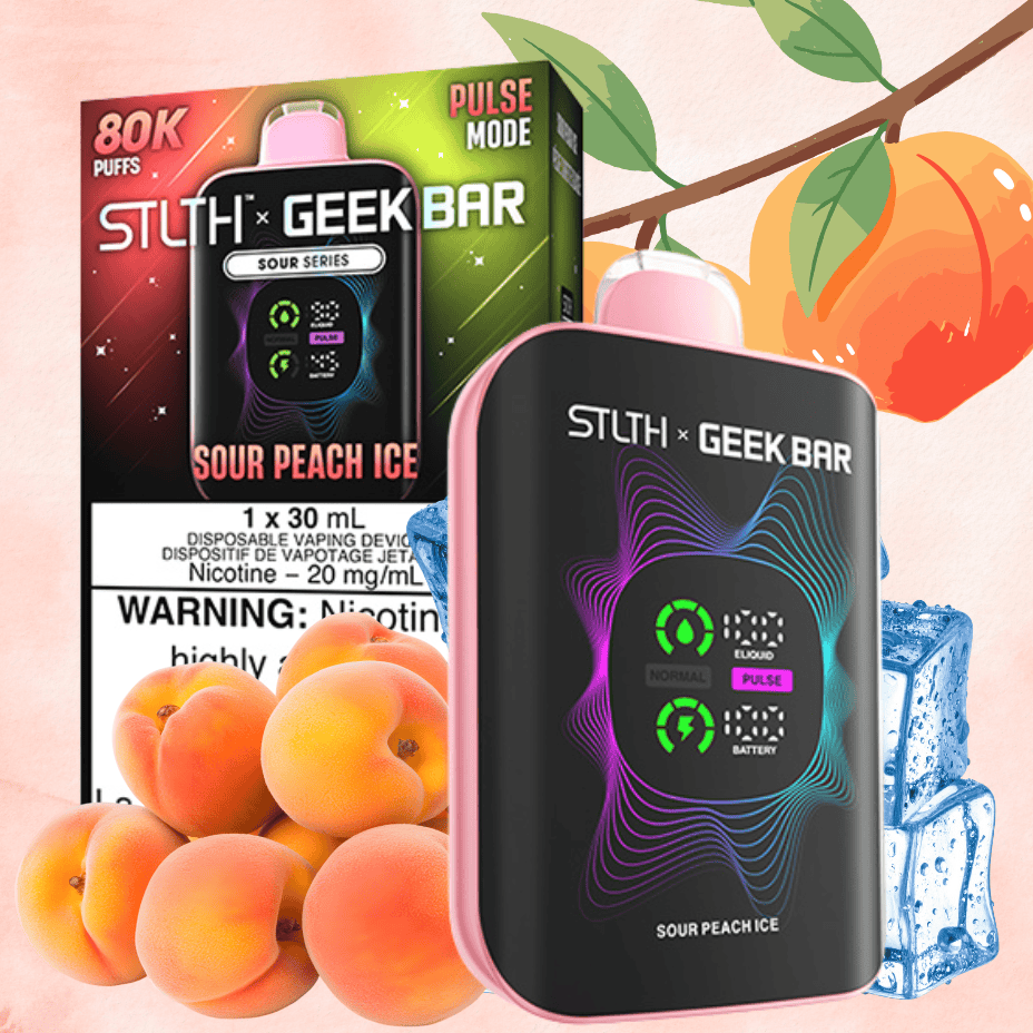 STLTH x Geek Bar 80K Disposable Vape-Sour Peach Ice Morden Vape SuperStore and Cannabis Manitoba Canada