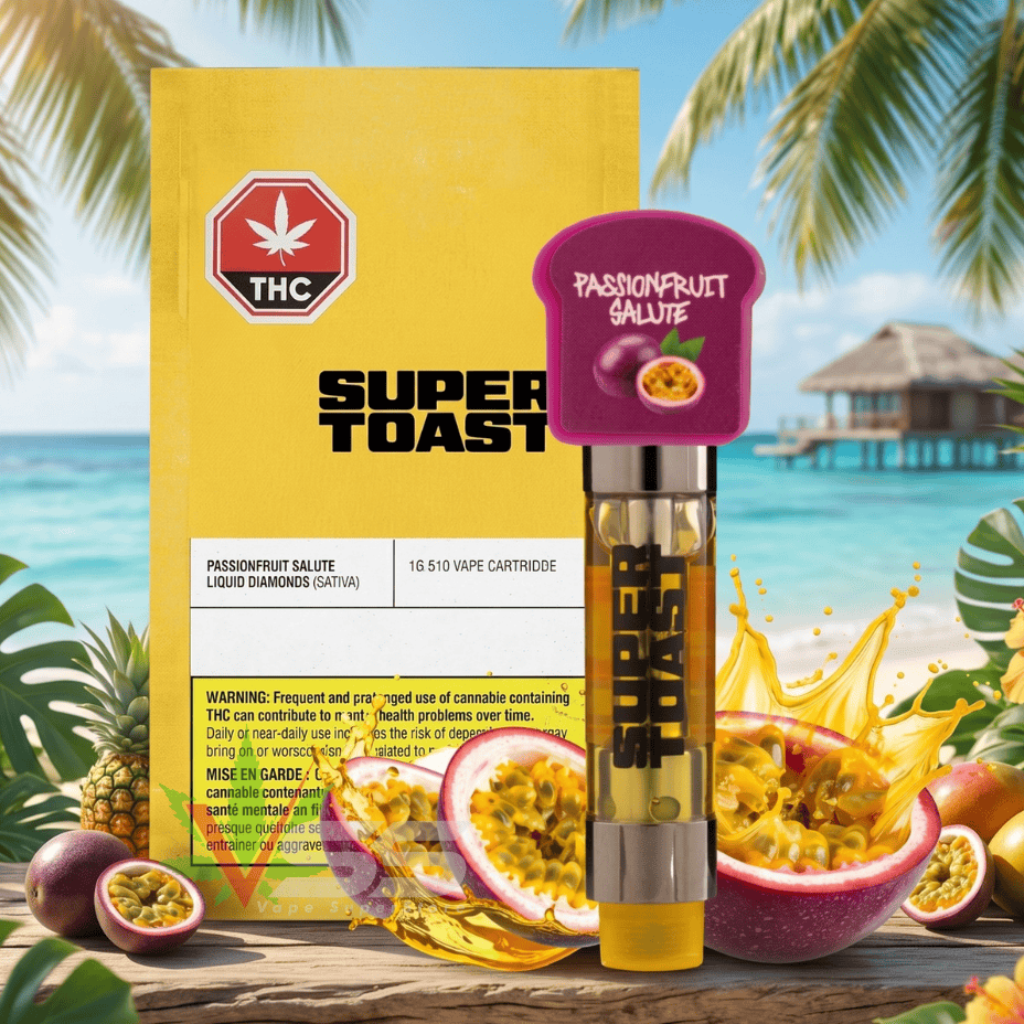 Super Toast Passionfruit Salute Sativa Liquid Diamonds Cartridge - 1g Morden Vape SuperStore and Cannabis Manitoba Canada