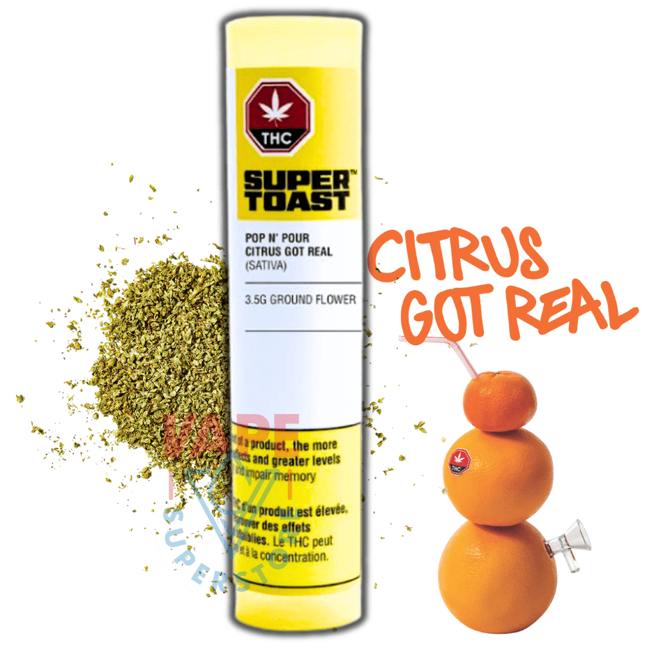 Super Toast Pop n' Pour Citrus Got Real Milled - 3.5g Morden Vape SuperStore and Cannabis Manitoba Canada