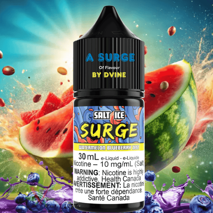 Surge E-Liquid-Watermelon Blueberry Zest Salt 30ml 10mg Morden Vape SuperStore and Cannabis Manitoba Canada