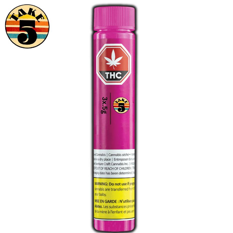 Take 5 Raspberry Lemonade Triple Infused Pre-rolls 3x0.5g Morden Vape SuperStore and Cannabis Manitoba Canada