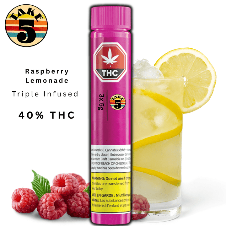 Take 5 Raspberry Lemonade Triple Infused Pre-rolls 3x0.5g Morden Vape SuperStore and Cannabis Manitoba Canada