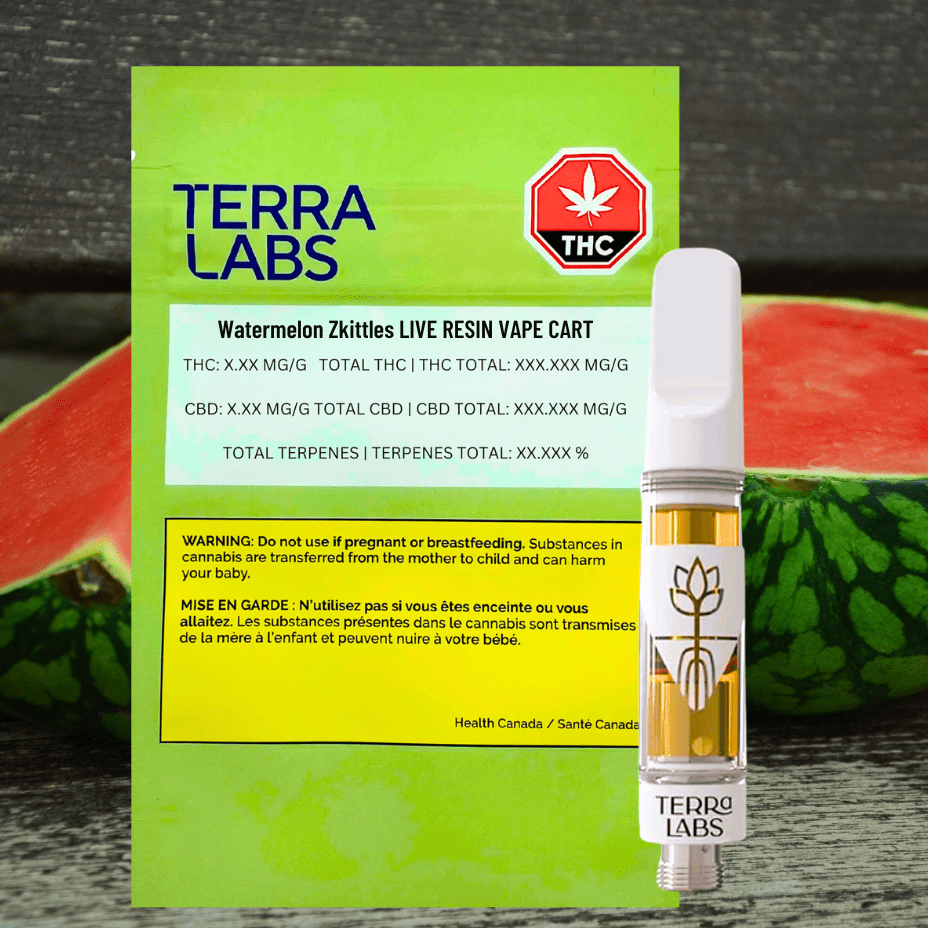 Terra Labs Watermelon Zkittles Pure Live Resin Cartridge-1g 1g Morden Vape SuperStore and Cannabis Manitoba Canada