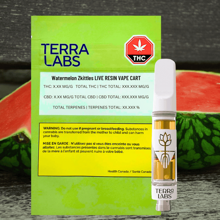 Terra Labs Watermelon Zkittles Pure Live Resin Cartridge-1g 1g Morden Vape SuperStore and Cannabis Manitoba Canada