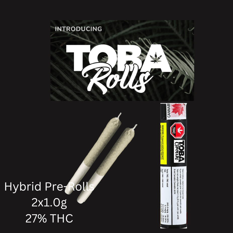 Toba Grown Tobies Hybrid Pre-rolls 2x1g 20x0.5g Morden Vape SuperStore and Cannabis Manitoba Canada