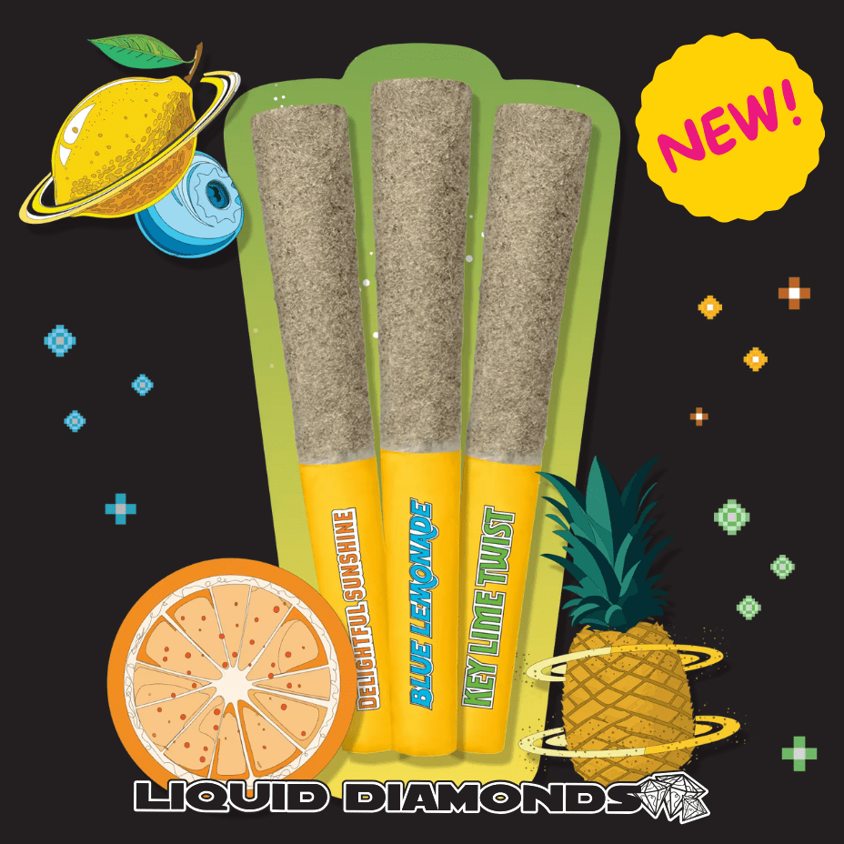 Trippy Sips Citrus Rush Kief Coated Diamond Infused Pre-rolls 3x0.5g Morden Vape SuperStore and Cannabis Manitoba Canada
