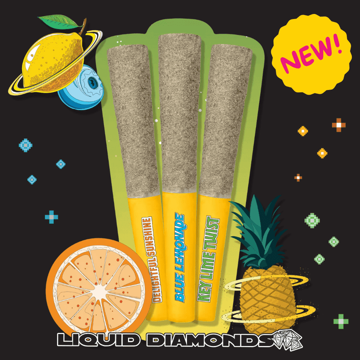 Trippy Sips Citrus Rush Kief Coated Diamond Infused Pre-rolls 3x0.5g Morden Vape SuperStore and Cannabis Manitoba Canada