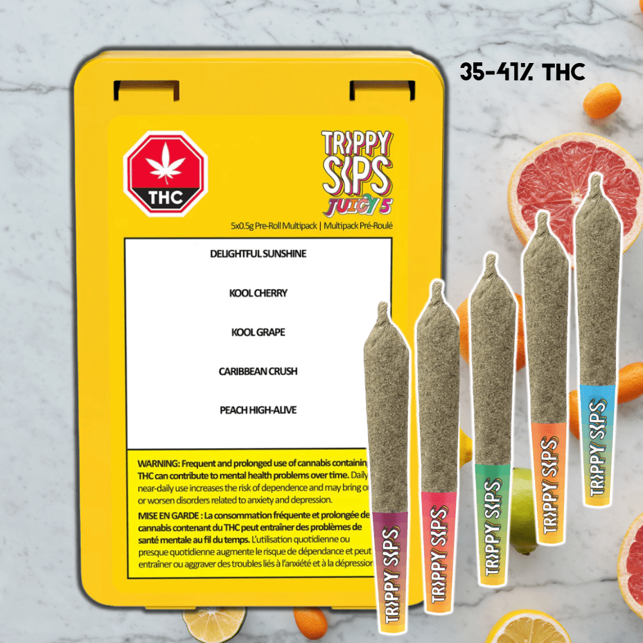 Trippy Sips Juicy 5 Variety Pack Infused Pre-rolls 5x0.5g 5x0.5g Morden Vape SuperStore and Cannabis Manitoba Canada