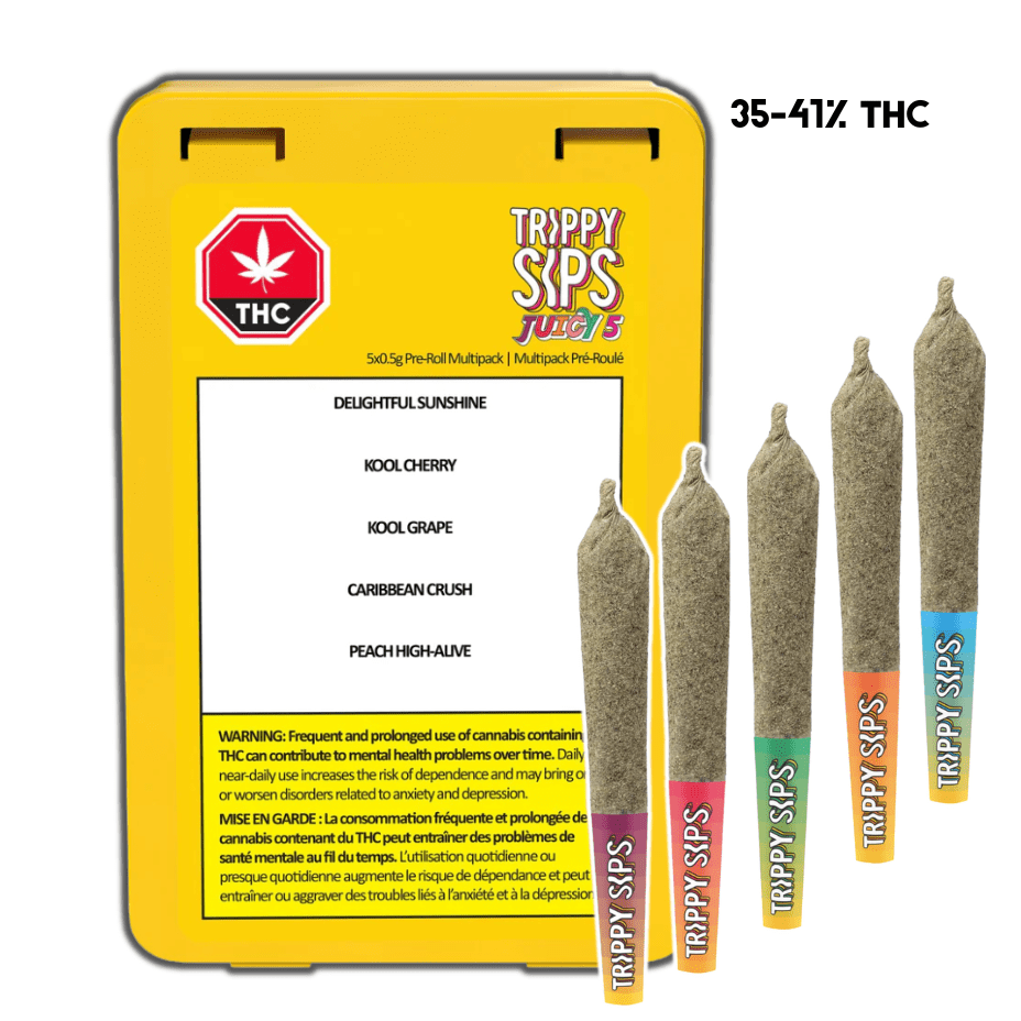 Trippy Sips Juicy 5 Variety Pack Infused Pre-rolls 5x0.5g 5x0.5g Morden Vape SuperStore and Cannabis Manitoba Canada