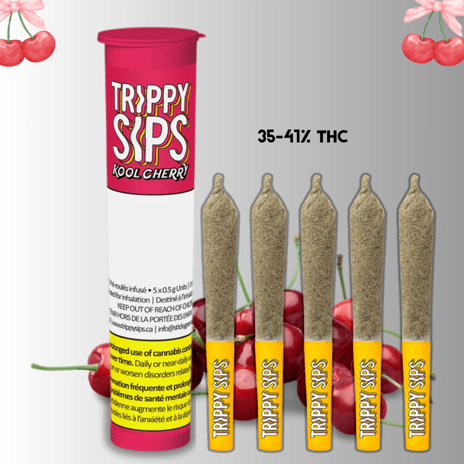 Trippy Sips Kool Cherry Infused Pre-rolls 5x0.5g Morden Vape SuperStore and Cannabis Manitoba Canada