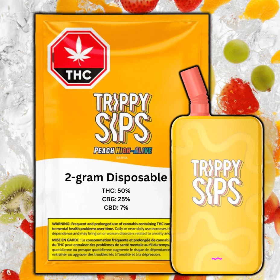 Trippy Sips Peach High Alive AIO Disposable Vape-2g 2g Morden Vape SuperStore and Cannabis Manitoba Canada