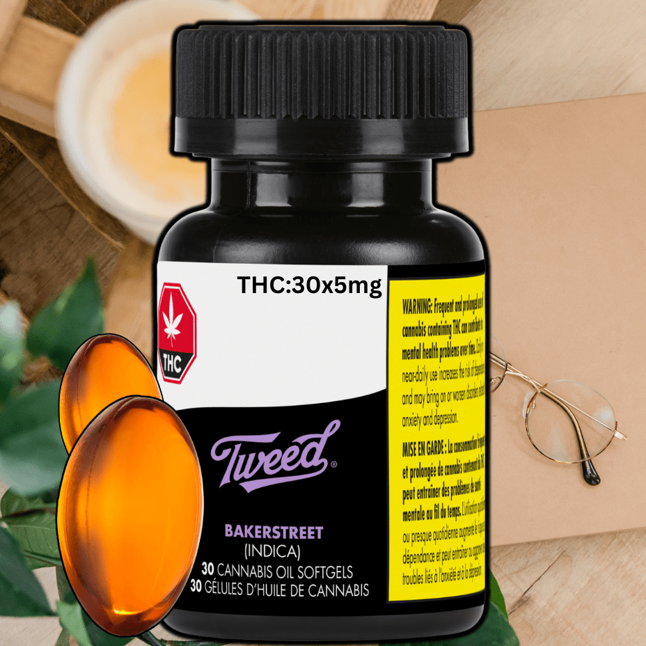 Tweed Bakerstreet THC Softgels-30x5mg 30x5mg Morden Vape SuperStore and Cannabis Manitoba Canada