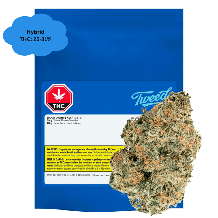 Tweed Blood Orange Kush Hybrid Flower - 28g Morden Vape SuperStore and Cannabis Manitoba Canada