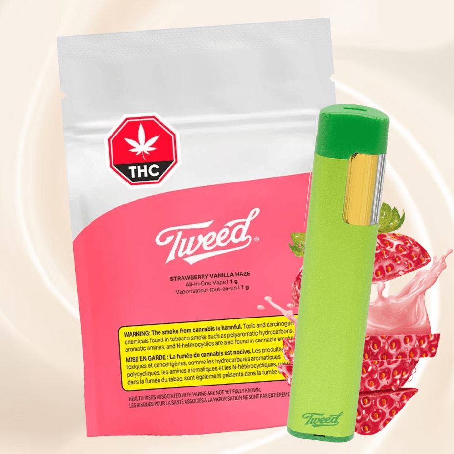 Tweed Strawberry Vanilla Haze AIO Disposable-1g 1g Morden Vape SuperStore and Cannabis Manitoba Canada