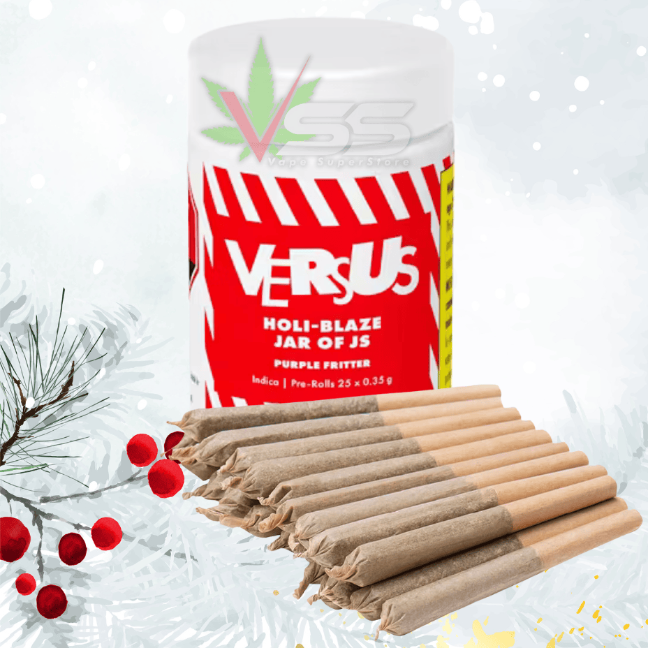 Versus Holi-Blaze Jar of Js Pre-rolls 25x0.35g Morden Vape SuperStore and Cannabis Manitoba Canada
