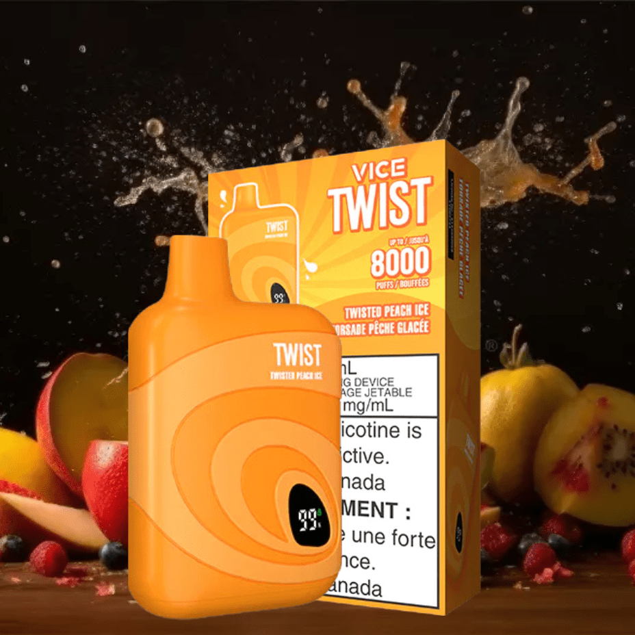 Vice Twist Disposables 8000 Puffs / 20mg Vice Twist 8000 Disposable Vape-Peach Ice-Morden Vape SuperStore MB, Canada