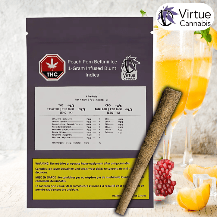 Virtue Cannabis Peachy Pom Bellinii Ice Infused Blunt 1x1g 1x1g Morden Vape SuperStore and Cannabis Manitoba Canada