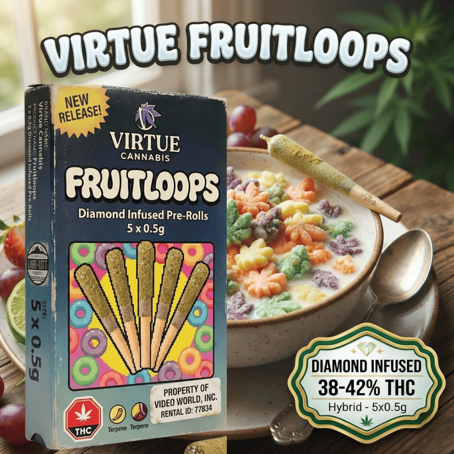 Virtue Fruitloops Diamond Infused Hybrid Pre-rolls 5x0.5g Morden Vape SuperStore and Cannabis Manitoba Canada