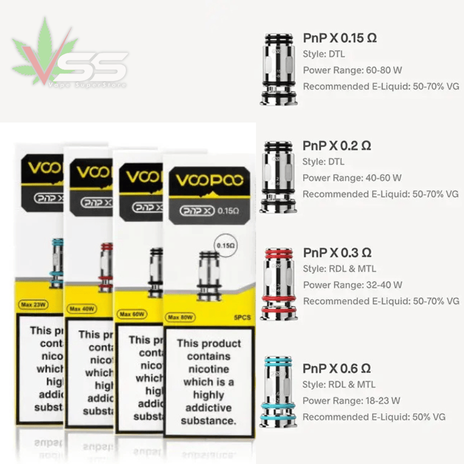 Voopoo PNP X Replacement Coils (5 Pack) 0.15ohm Morden Vape SuperStore and Cannabis Manitoba Canada
