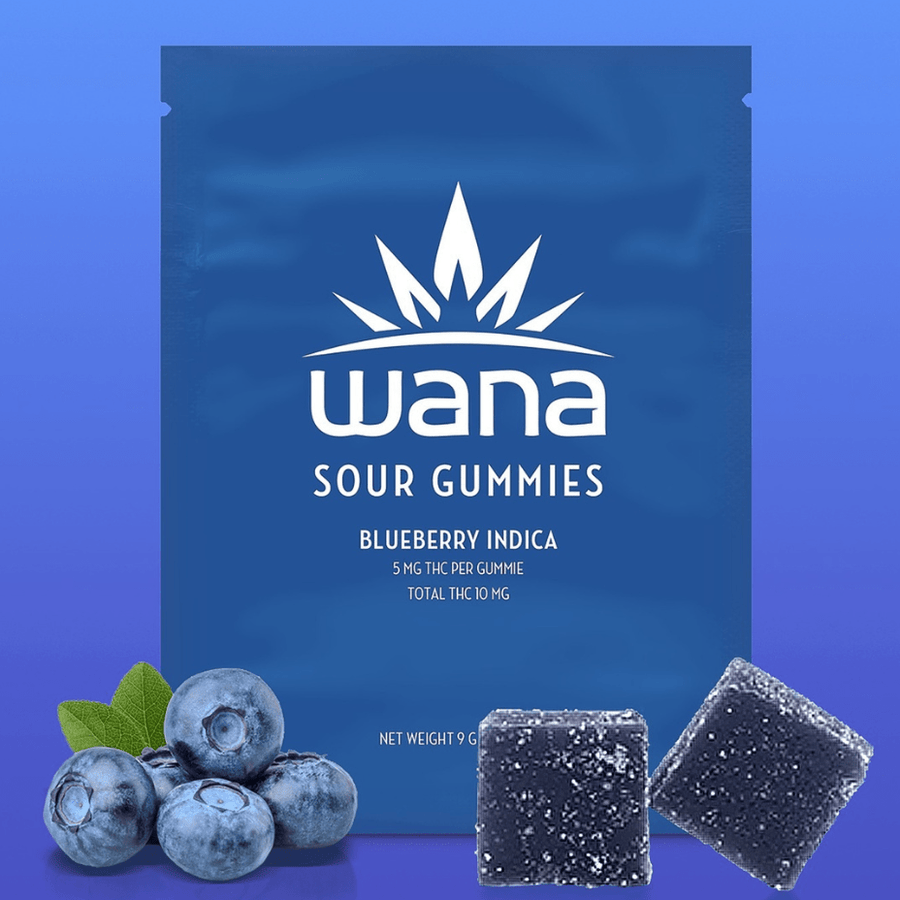 Wana Brands Edibles 2x4.5g Wana Blueberry Sour Indica Soft Chews-2x4.5mg-Morden Vape & Cannabis 