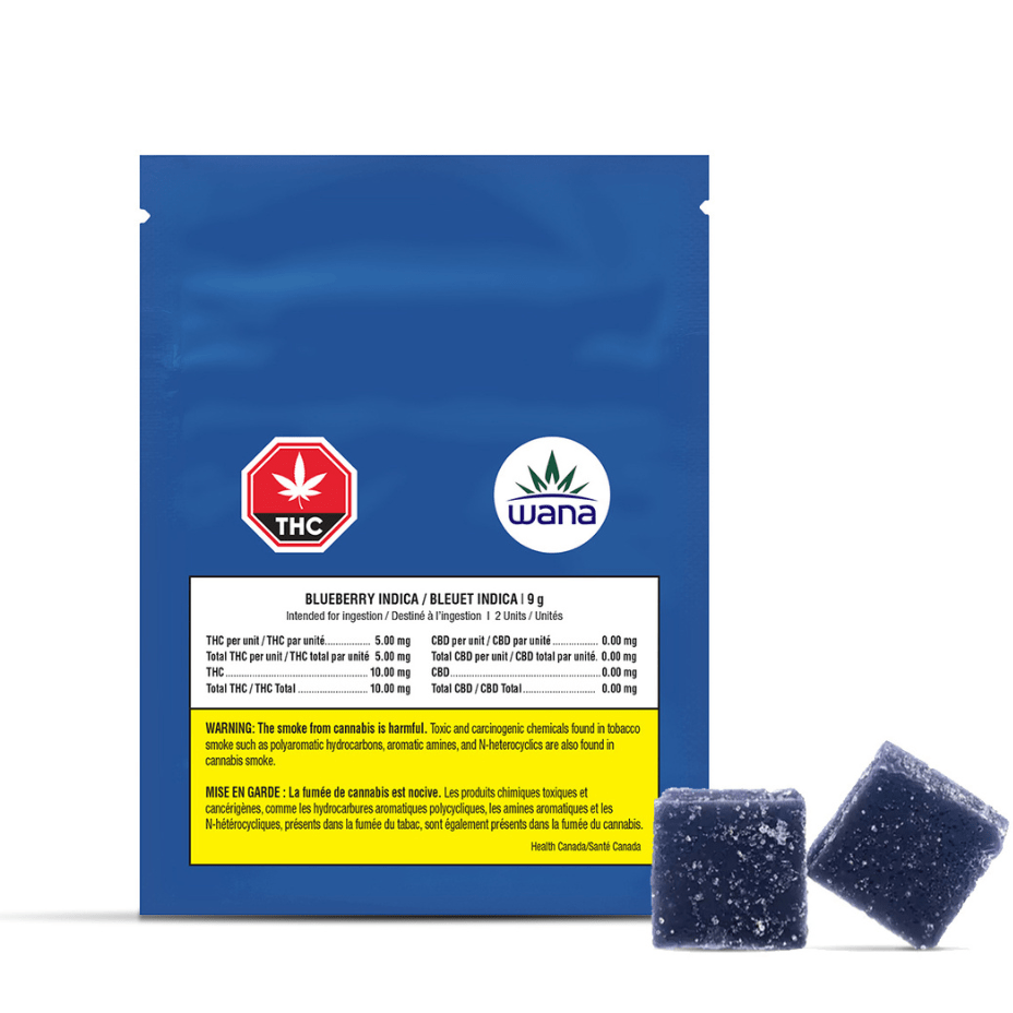 Wana Brands Edibles 2x4.5g Wana Blueberry Sour Indica Soft Chews-2x4.5mg-Morden Vape & Cannabis 