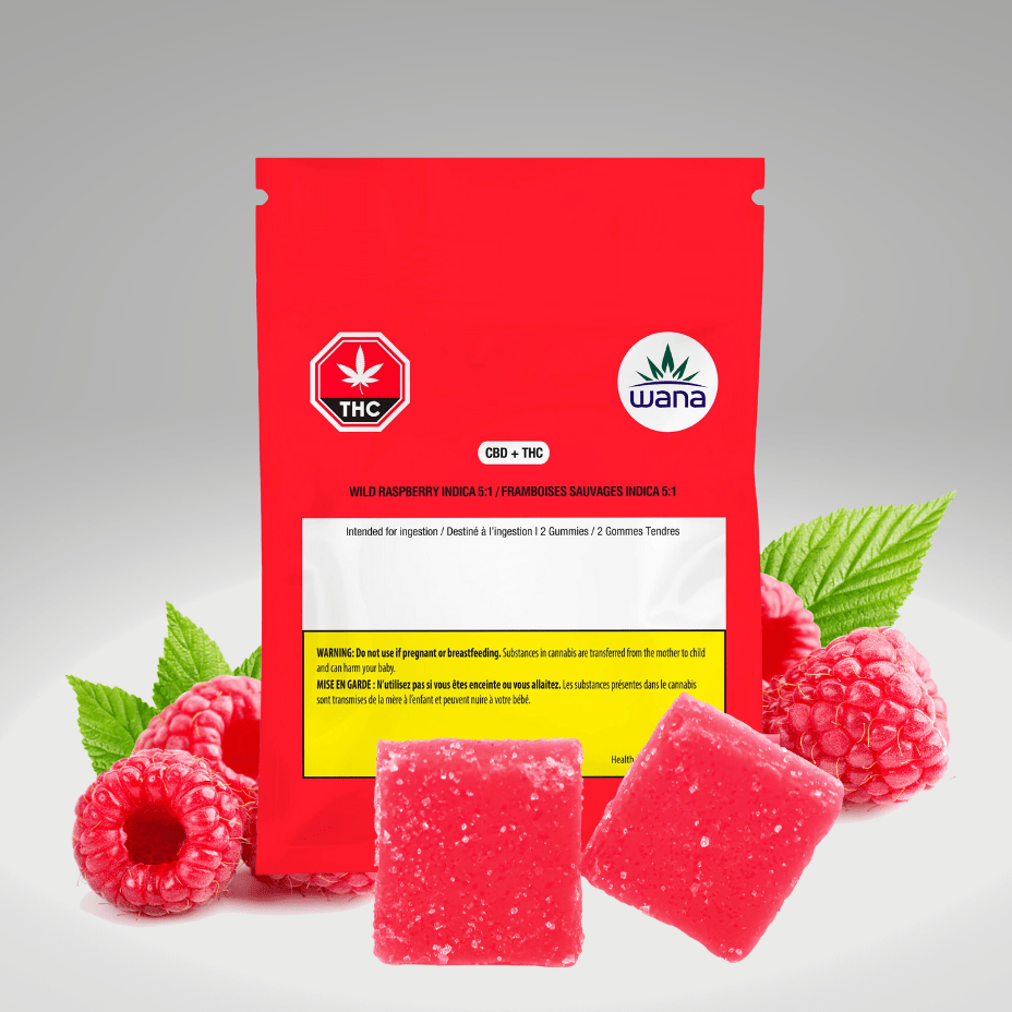 Wana Edibles 2x4.5mg Wana Wild Raspberry Indica 5:1 CBD/THC Gummies-Morden Vape & Cannabis