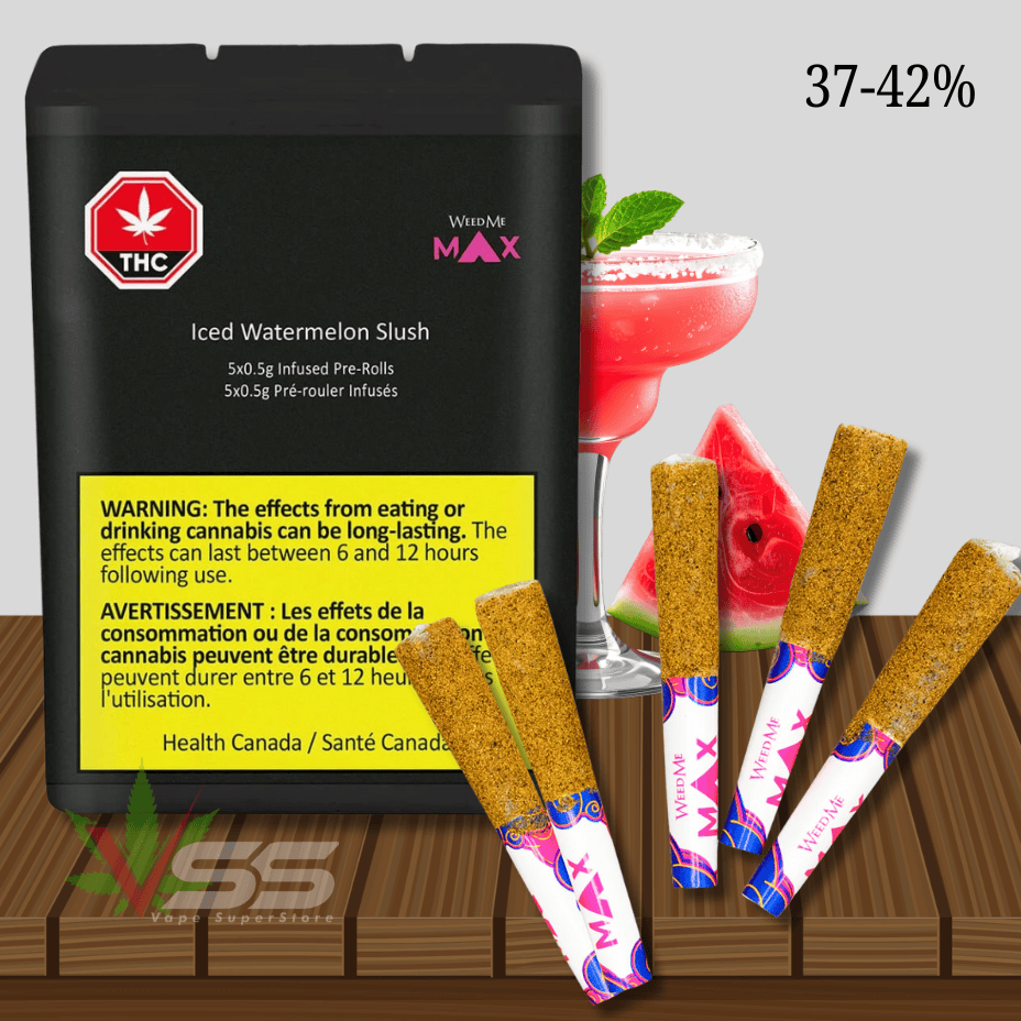 Weed Me Max - Watermelon Ice Infused Pre-rolls - 5x0.5g - Morden Vape SuperStore & Cannabis Weed Me Max - Watermelon Ice Infused Pre-rolls - 5x0.5g - Morden Vape SuperStore & Cannabis