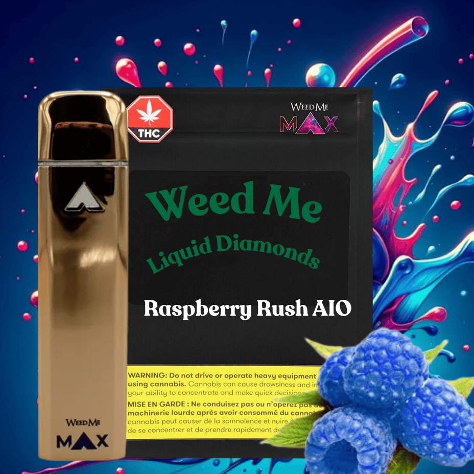 Weed Me Raspberry Rush Liquid Diamonds Sativa Disposable Vape-1g Morden Vape SuperStore and Cannabis Manitoba Canada